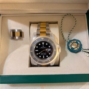 Two-Tone Men's Watch with Black Dial